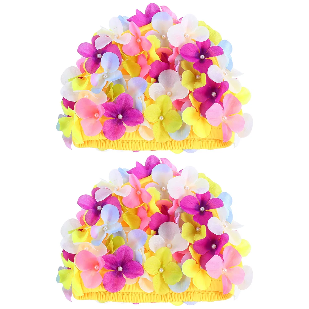 

Summer Hair Swim Caps Stretchy Swimming Women Hats Braids Dreadlocks Flower Protection