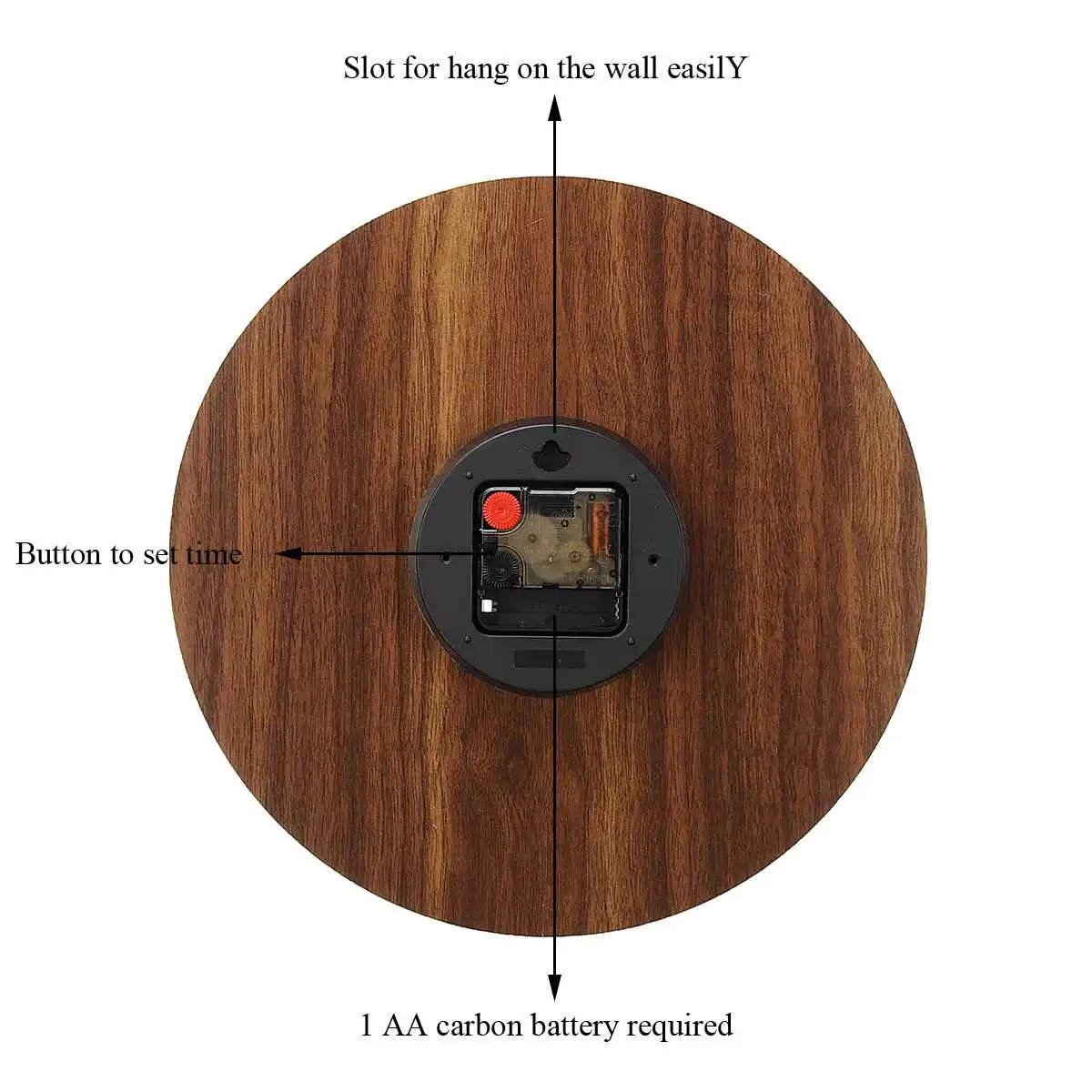 

12 Inch Luminous Wall Clock Wood Silent light in dark night Nordic Fashion Wall Clock Non Ticking Clock With Night Light