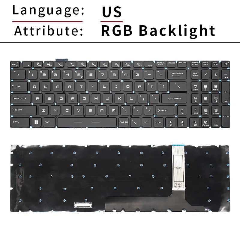 Фото Клавиатура US для MSI GE76 GP76 GS76 Raider MS-17K3 MS-KK MS-K4 10UE 10UG 10UH 11UE 11UG 11UH Dragon Tiamat с индивидуальной подсветкой клавиш. №2