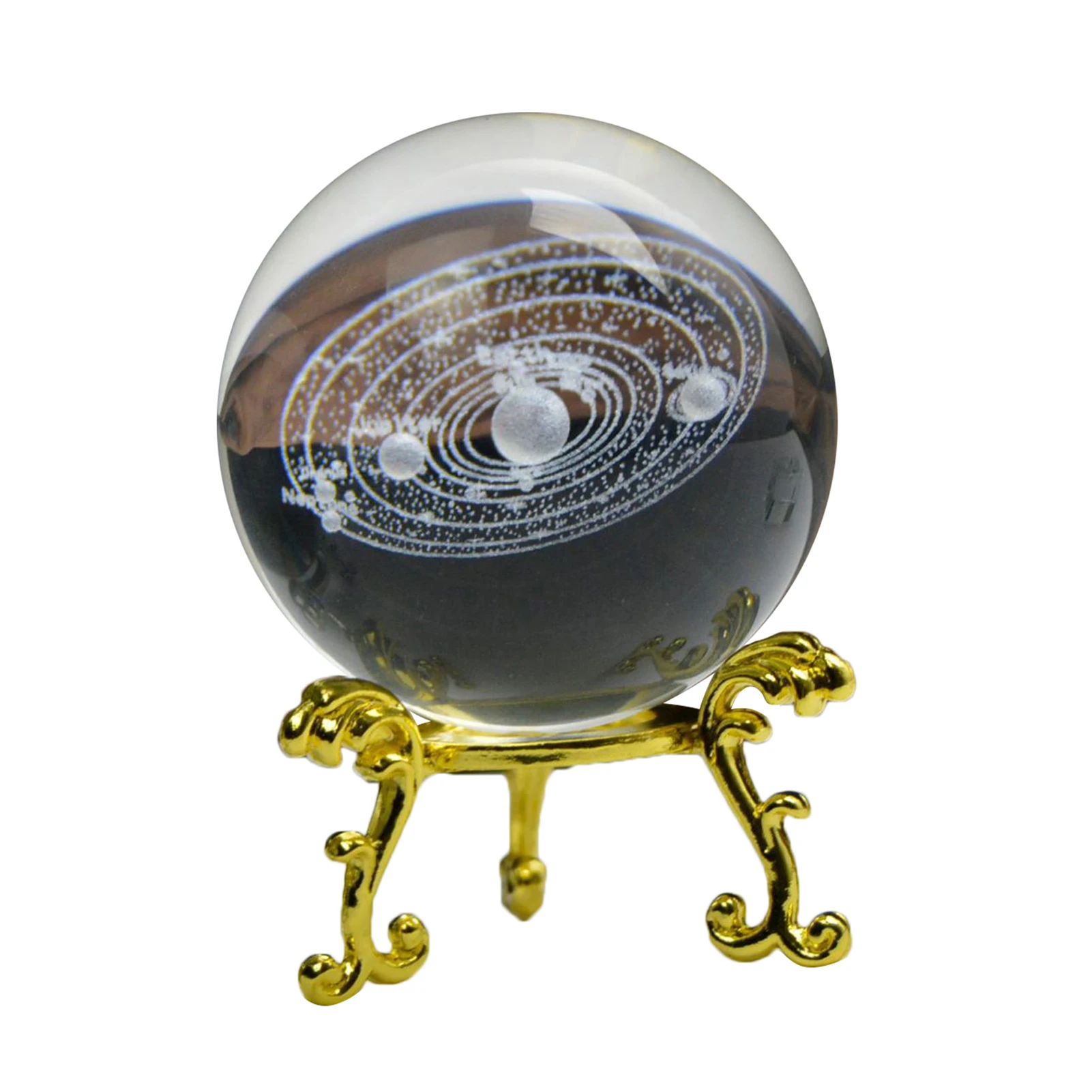 

3D Solar System Crystal Ball Kid Education Decorative Glass Ball Miniature Planets Engraved Ball High-Quality Decor Creative