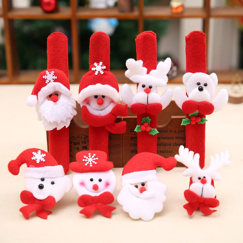 

Christmas Santa Claus Wristband Band Bracelet Hand Ring Kids Boys Girls Plush Snowman Wristband Christmas Ornament Party Favors