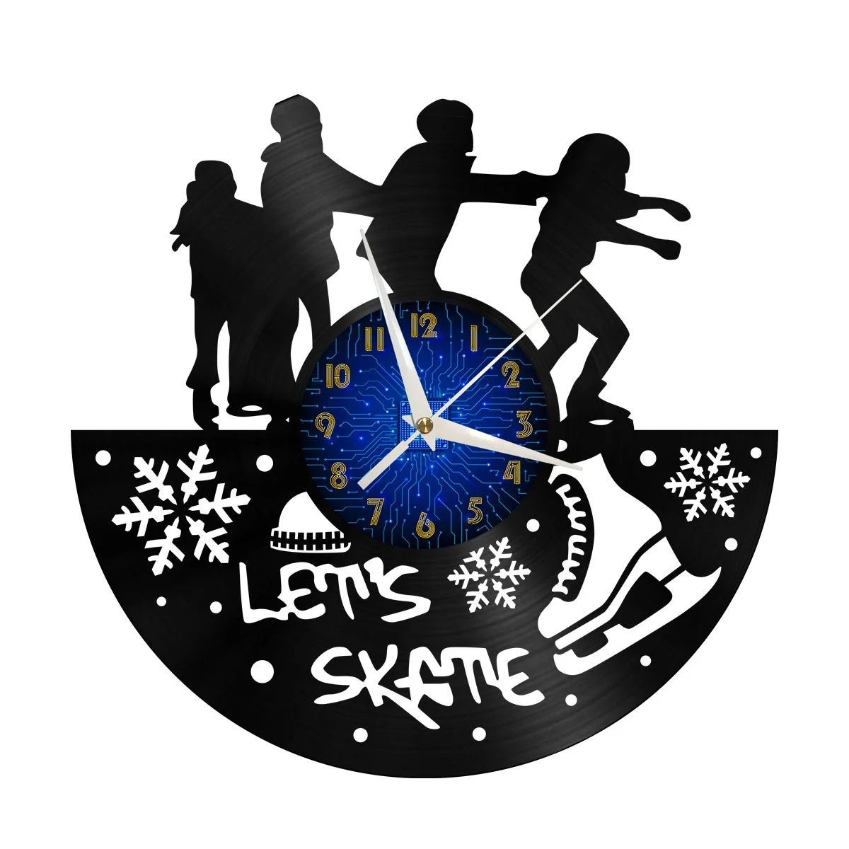 

Ice Skating Vinyl Wall Clock, Vinyl Record Clock Wall Art Silent & Non-ticking