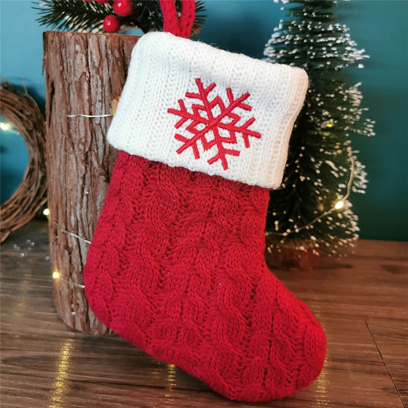 2023 Happy New Year Gifts Snowflake Alphabet Letters Red Christmas Knitting Socks Xmas Tree Decor Christmas Decorations for Home