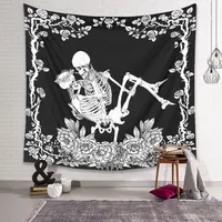 1pc Halloween Themed Mandala Skull Printed Tapestry Wall Hanging Blanket Yoga Mat Bedroom Decor Bohemian Beach Towel Tablecloth