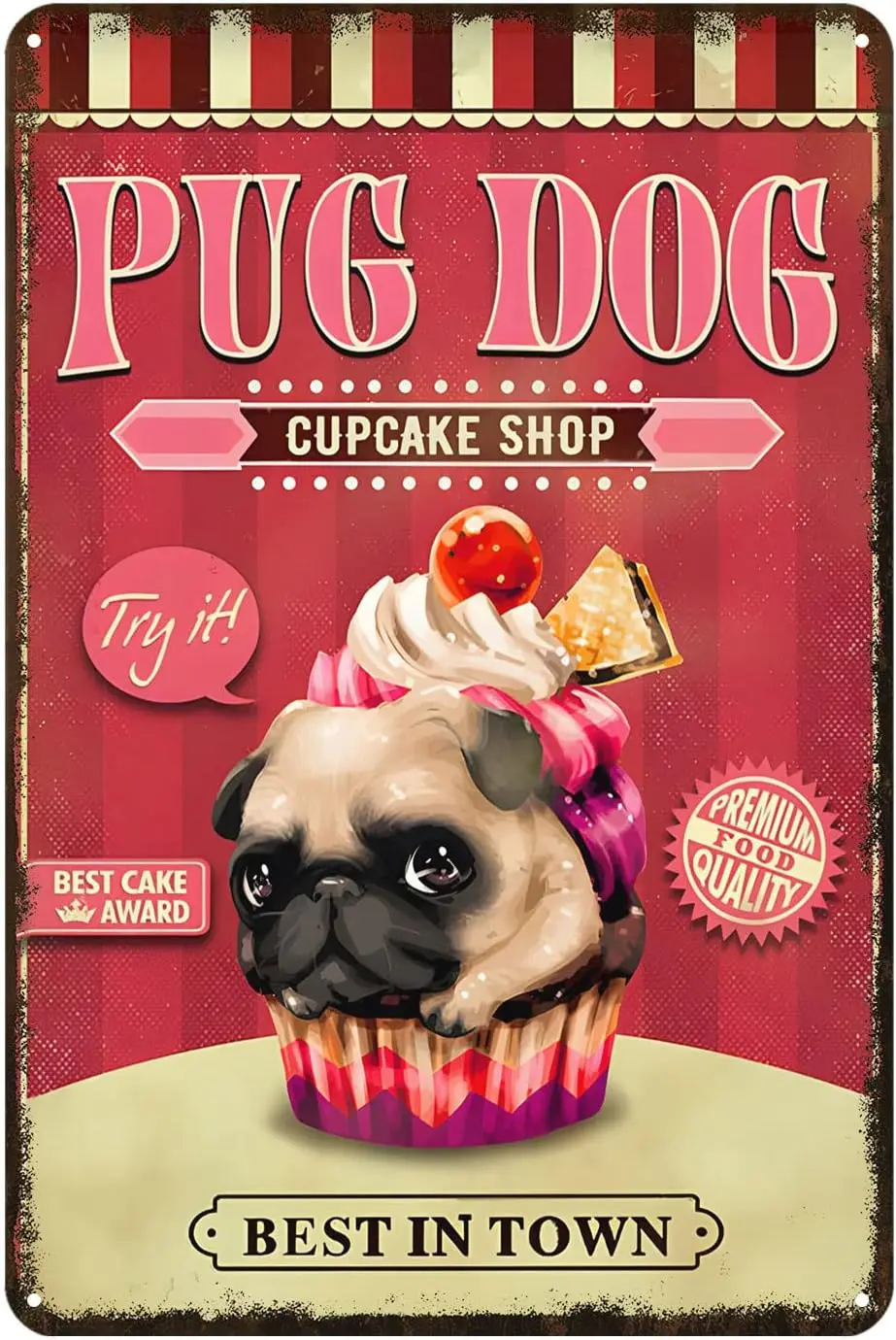 Ретро металлический знак Мопс Собака Кекс Лучший в городе Забавный винтажный