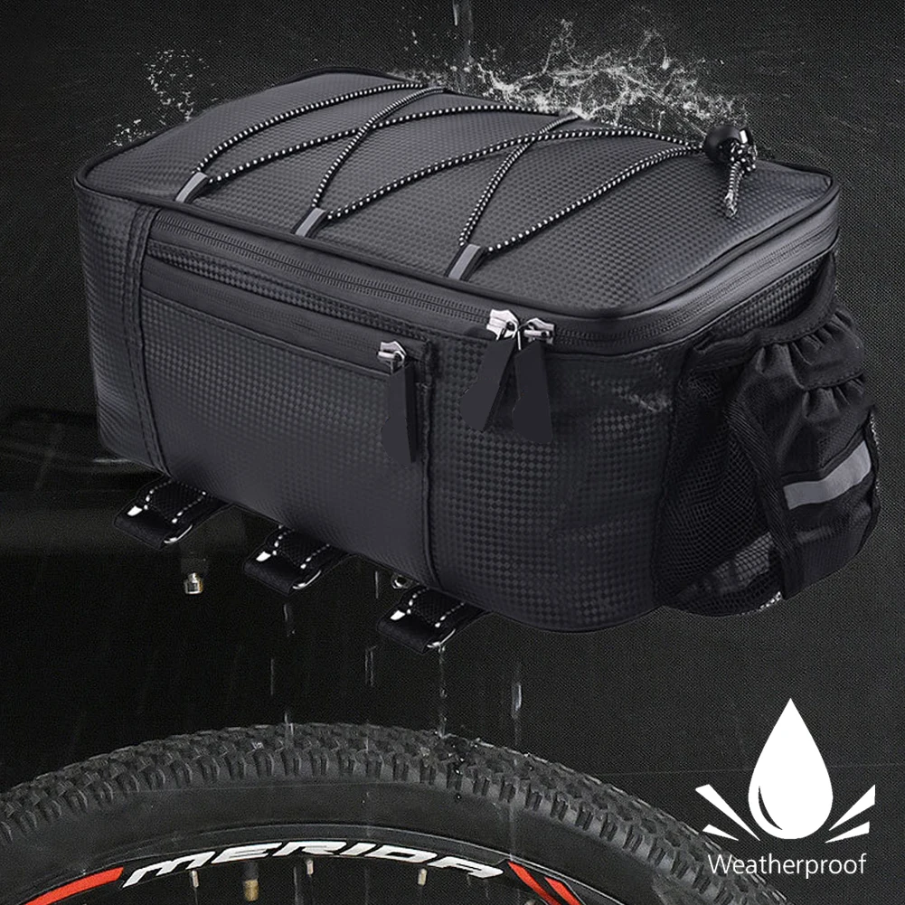 

Motorcycle 8L Storage Luggage Pouch MTB Bike Pannier Shoulder Bag Bicycle Rack Rear Carrier Bag Trunk PU Leather Waterproof
