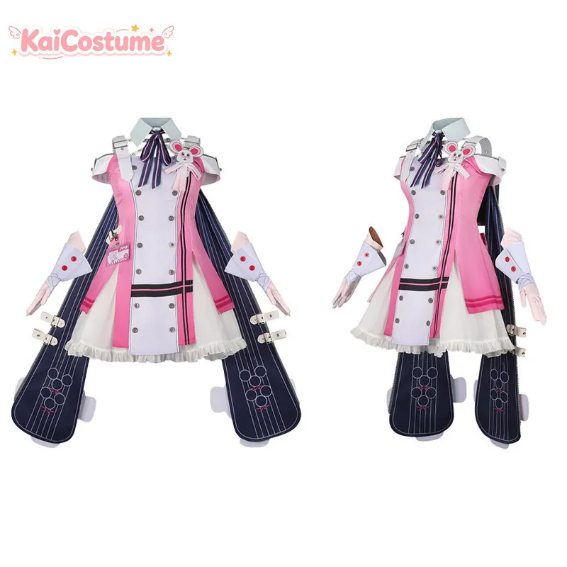 Фото Костюм для косплея банковского работника Xiaozhi Pink Claw из Neverness to Everness, полный комплект, женский, розовый, милый, в стиле аниме, для Хэллоуина №3