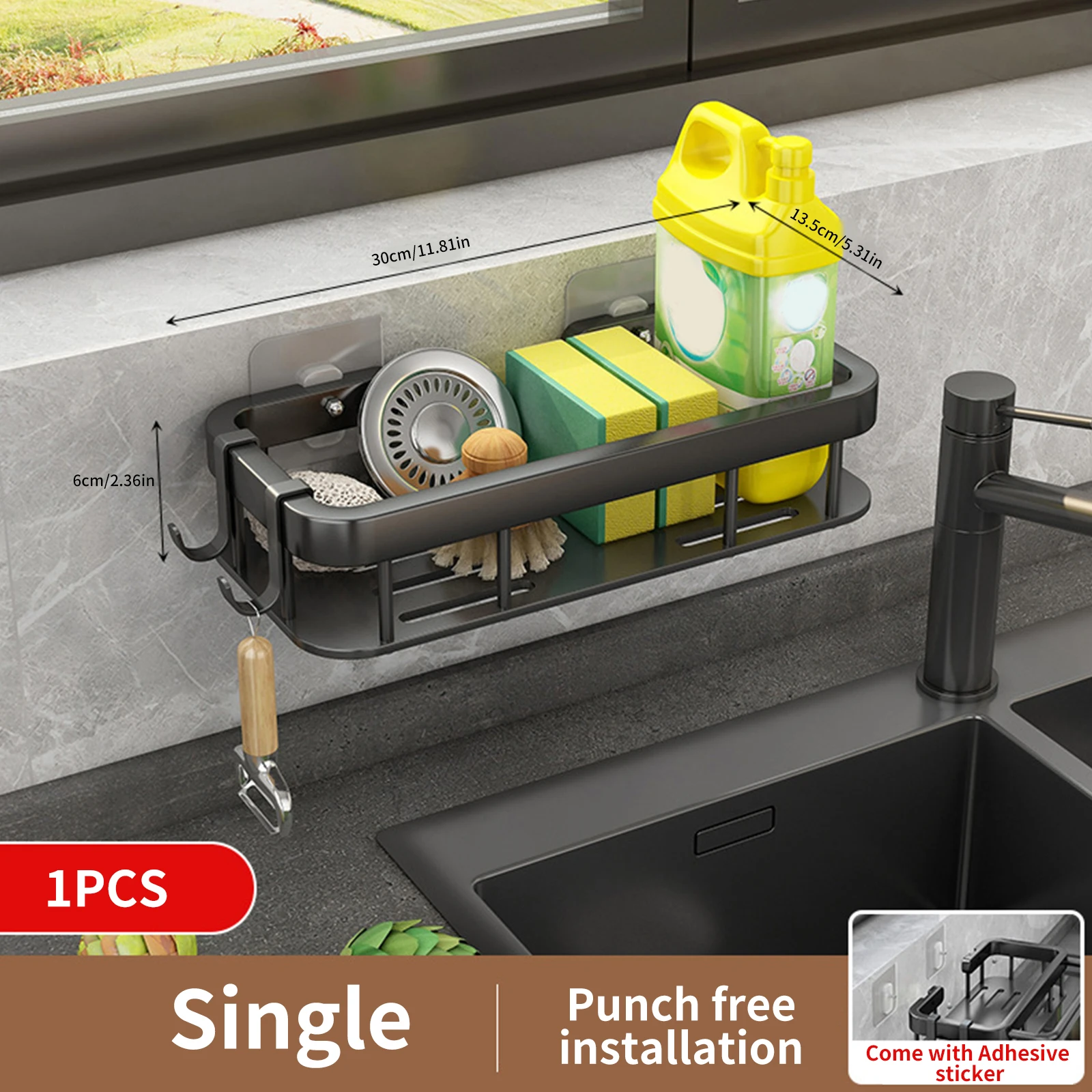 

Подвесная полка для хранения, держатель губки для сушки посуды, сливная стойка для раковины, корзина, держатель для шампуня, полотенец, кухо...