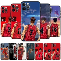 phone case for apple iphone 13 12 11 pro max mini x xs xr 7 8 plus 6 6s 5 se 2020 black cover silicone shell anime slam dunk sac