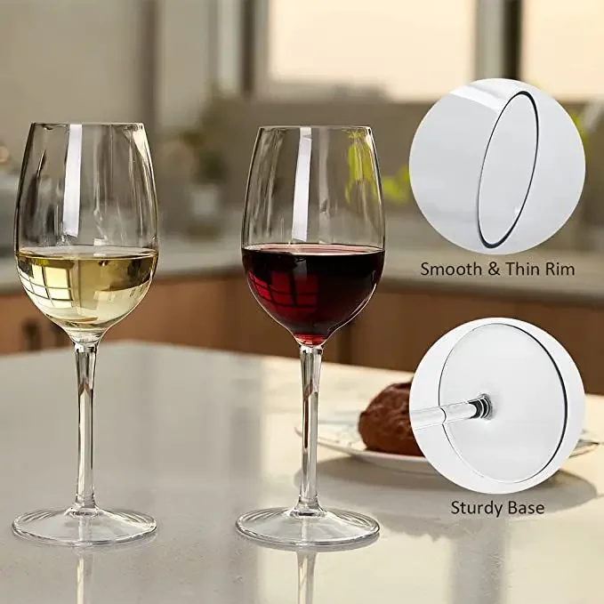 2pcs 4pcs 360ml Unbreakable Burgundy Wine Glasses Tritan Plastic Glassware for Outdoor Wedding and Celebration Drinking