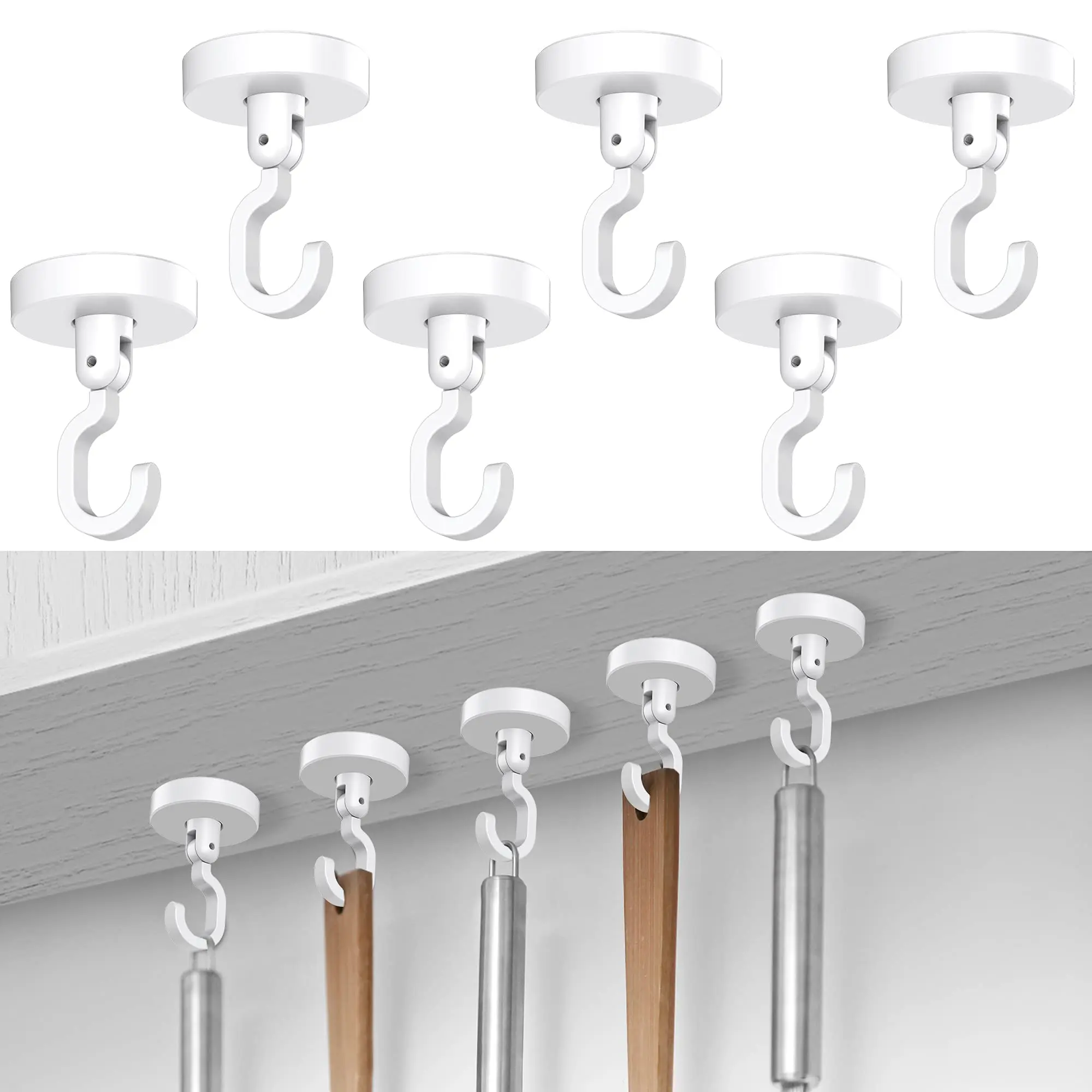 

6Pcs Powerful Adhesive Ceiling Hooks Wall Ceiling Mounted Towel Coat Bag Organize For Bathroom Bedroom Kitchen10lb Max