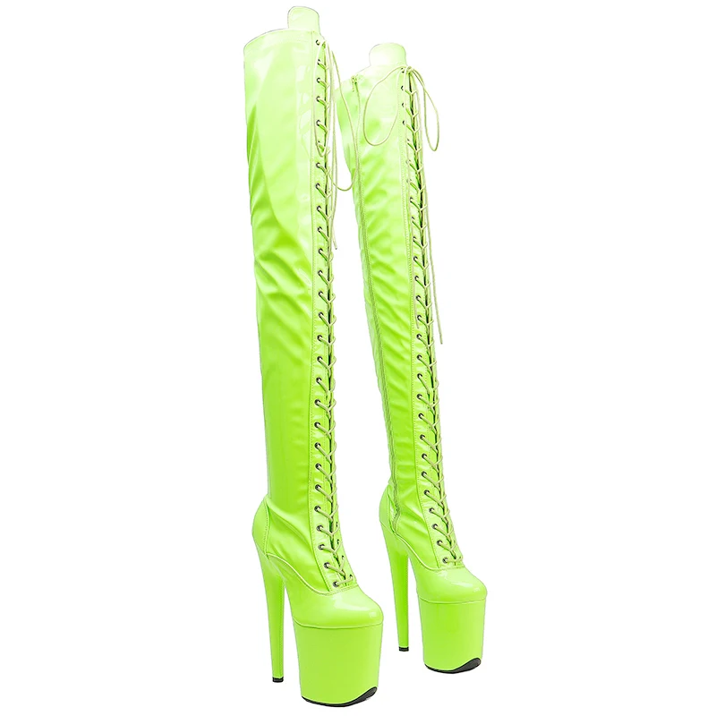 Leecabe  20CM/8inches patent upper  fashion  lady High Heel platform  Pole Dance boots