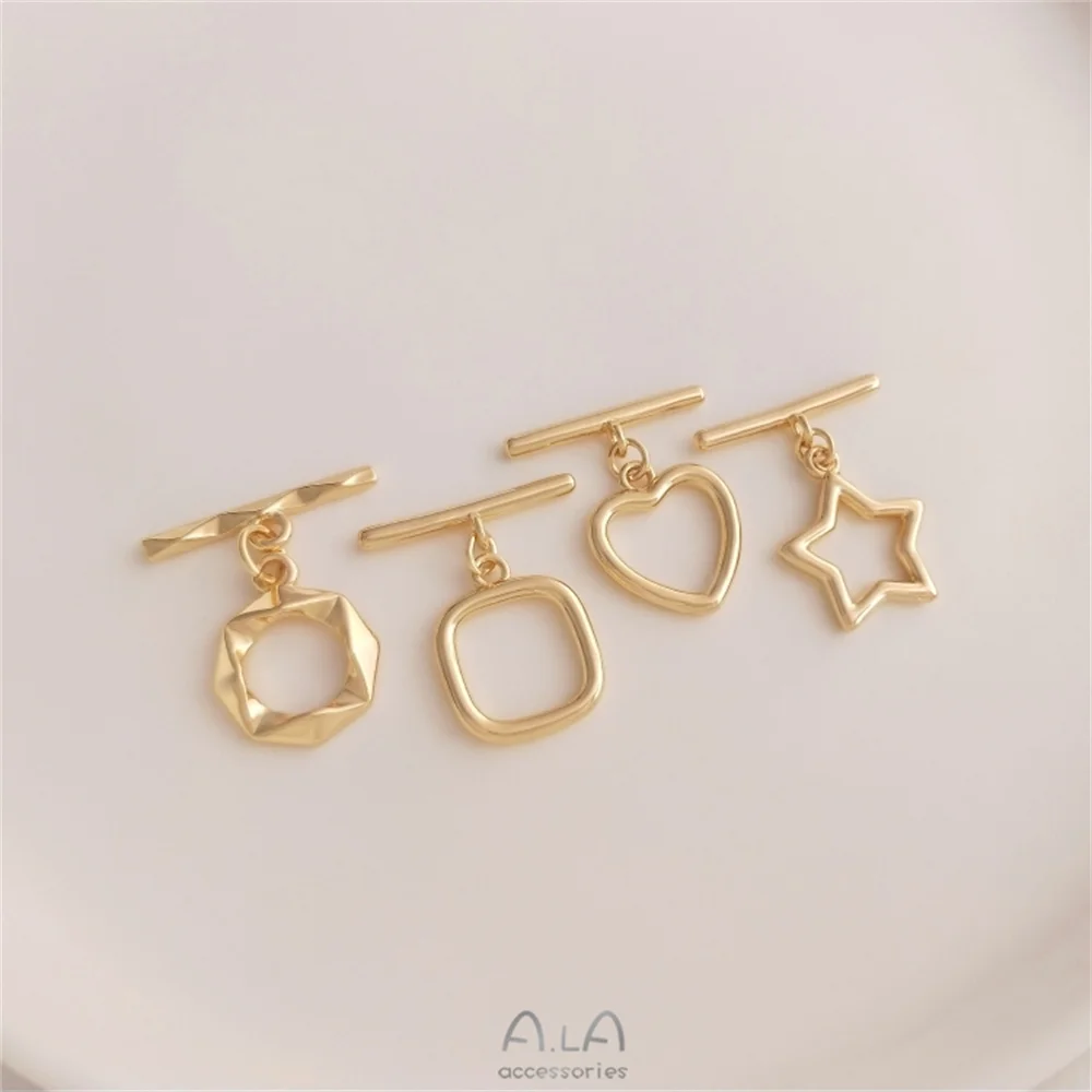

OT buckle 14K package gold love-shaped pentagram diamond square buckle diy jewelry closing connection buckle accessories