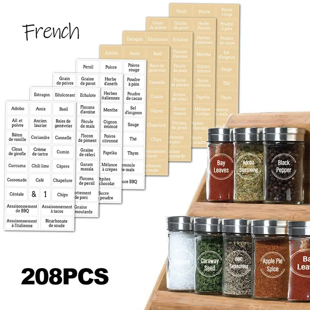 

Французский Спайс стикеры на банки кладовые этикетки банки для приправ прозрачные водонепроницаемые органайзеры для кухни