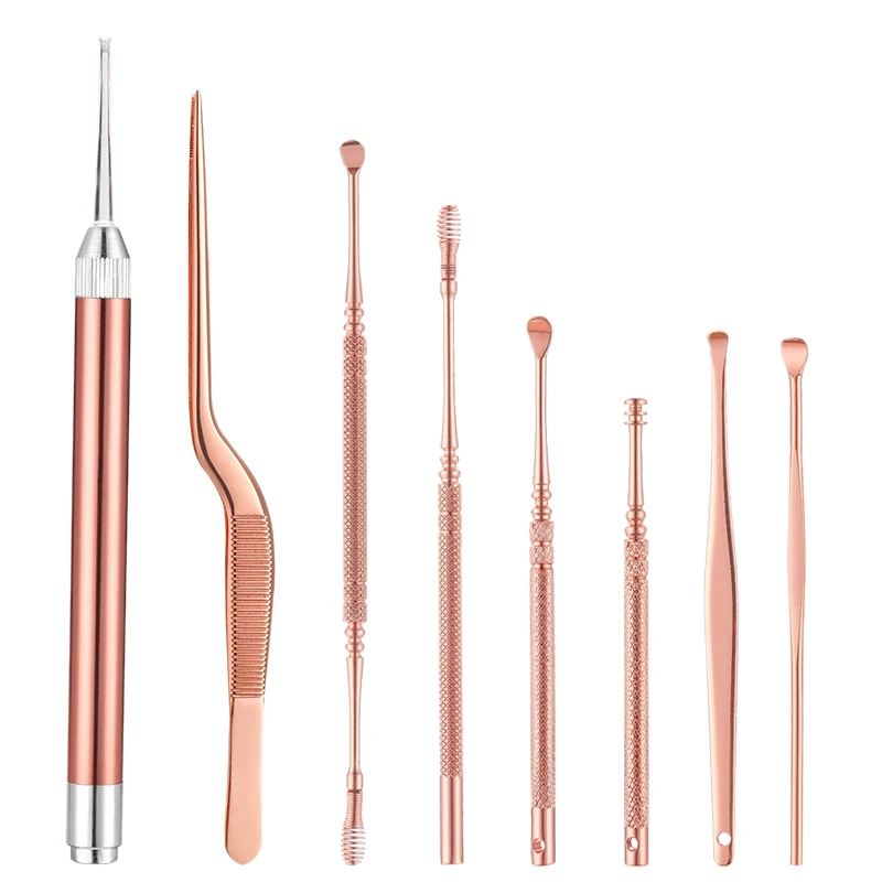 

Earwax Spoon Digger & Ear Tweezers with LED Light, Ear Wax Removal Tool for Kids & Family Gift 8 PCS/Set