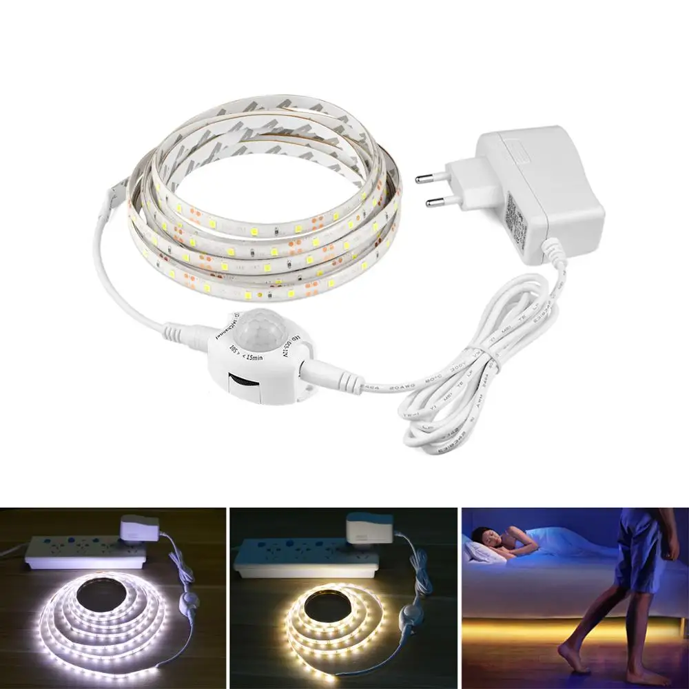 

PIR Motion Sensor LED Strip 12V LED Strip 1m 2m 3m 4m 5m Bedroom Bed Bottom Stairs Kitchen Wardrobe Backlight Decoration