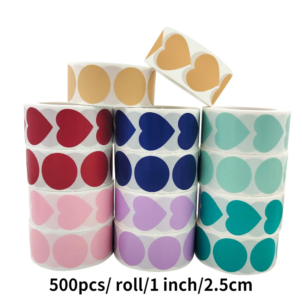 

500pcs/roll/1 inch Colorful Heart ShapeSticker for Kids Reward Sticker Pink Dots Labels Valentine's Day Love Sticker Label Gift