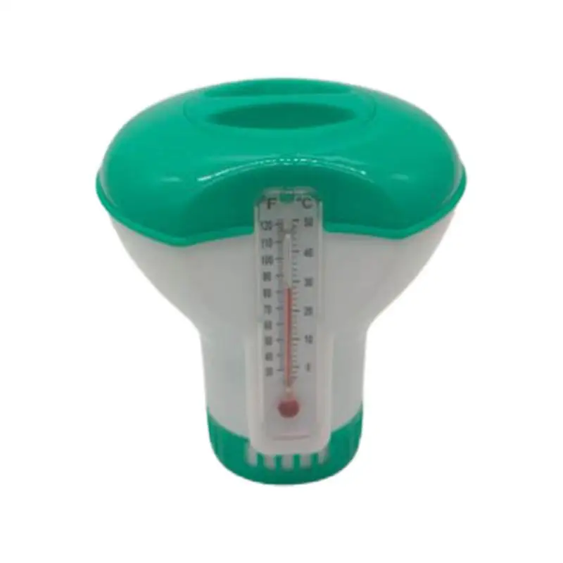 

2 In 1 Floating Chlorine Dispenser With Thermometer Chemicals Floater Adjustable Chlorine Tablet For Swimming Pools Water Park