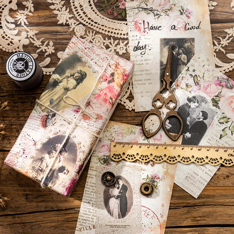 

35 pcs/pack Material paper lace figure Character Decorative Handbill Paper Retro Base DIY handbook paper 108*175mm scrapbooking