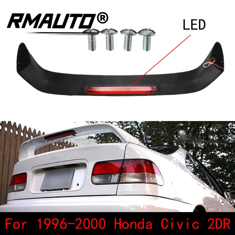 

RMAUTO Car Rear Trunk Spoiler Wing JDM Style with LED Brake Light Lamp For Honda Civic 2DR Coupe 1996-2000 Car Body Styling Kits