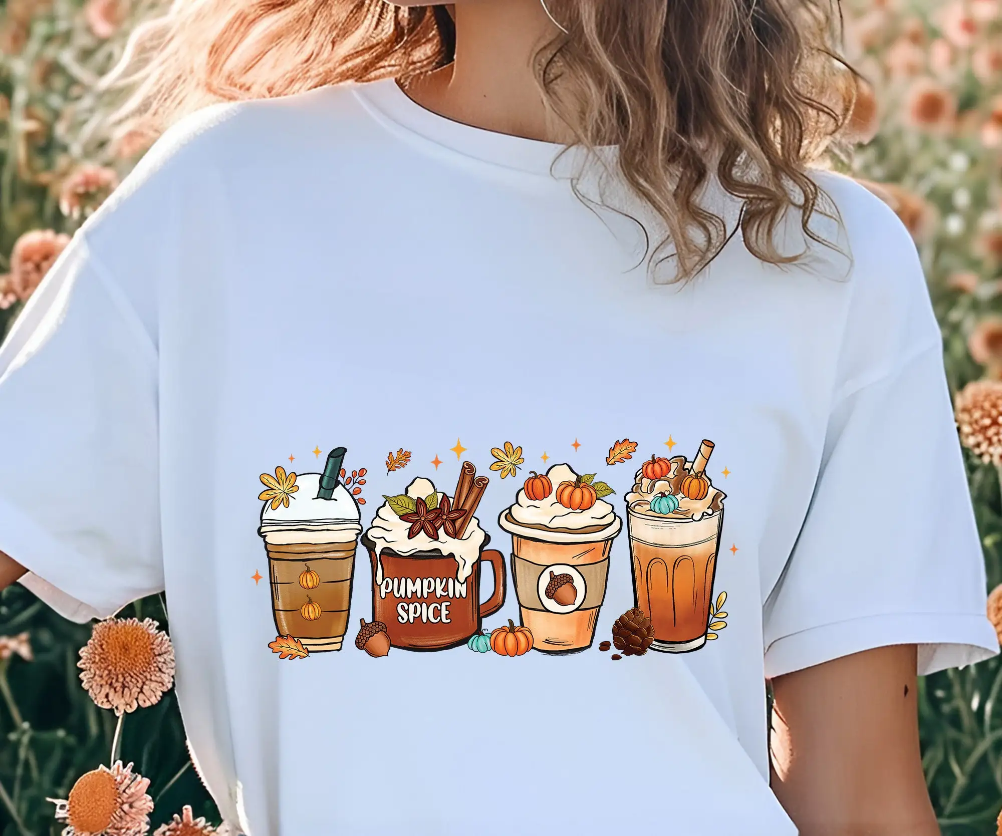 Латте Тыква Спайс футболка Ретро осень жуткий сезон Хэллоуин Женщины День