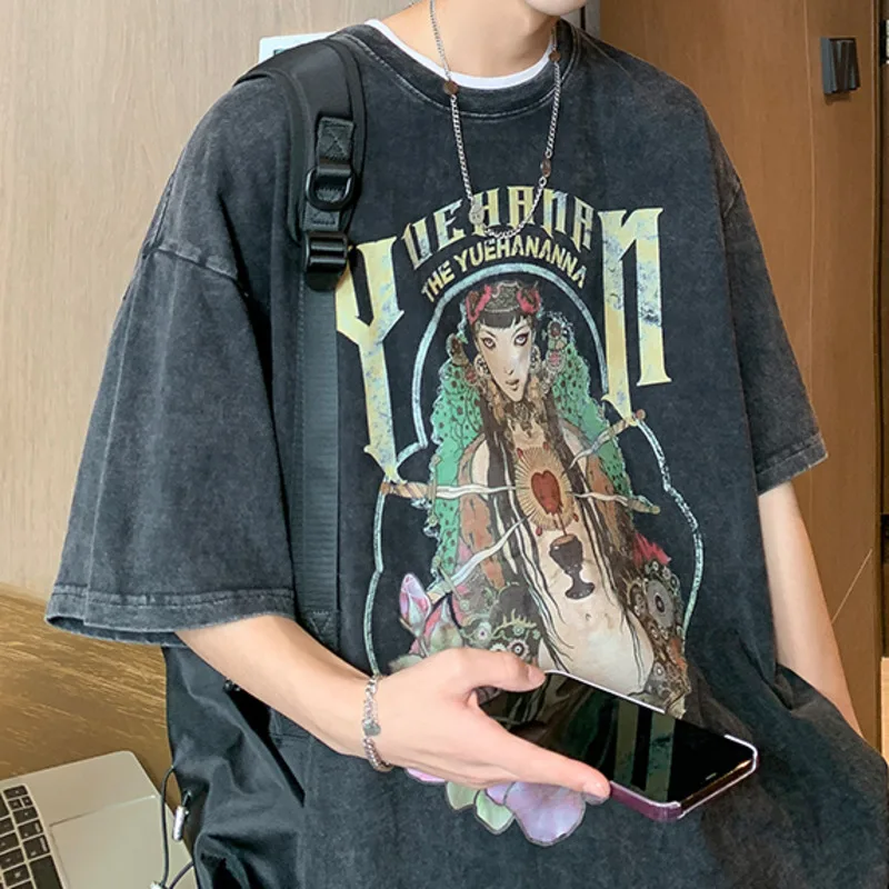 

Privathinker, летние мужские футболки в готическом стиле, модные мужские топы с коротким рукавом и кислотным эффектом, 100% хлопок, мужская повседневная одежда в стиле хип-хоп