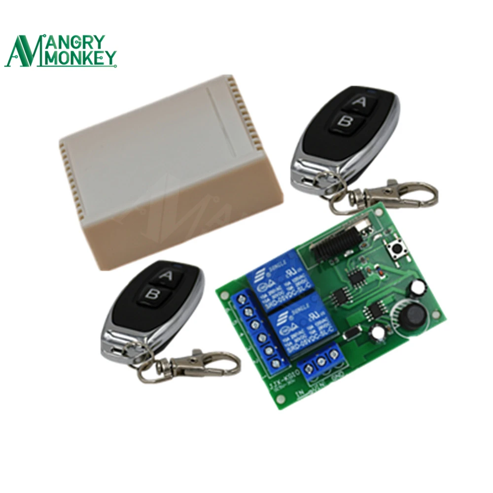 433 Mhz Wireless Remote Control Switch Module DC 12V 24V 2CH RF Relay Receiver and Transmitter for Garage Gate Door Controller |