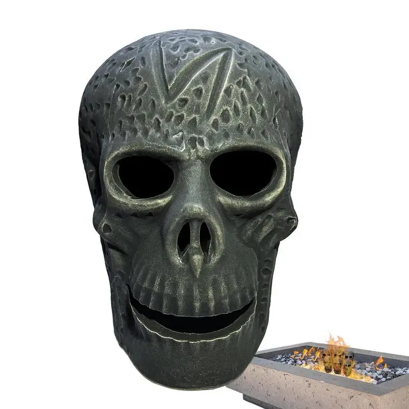 

Halloween Fire Pits Skulls Ceramic Skeleton Head Home Decor Reusable Imitated Human Skull Skeleton Flame Fireproof Human Skull