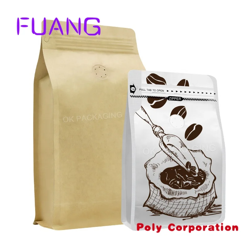 Custom Printed Resealable Flat Bottom Coffee Tea Packing Bags Mylar Stand Up Pouch Coffee  Bag With Valve And Zipper