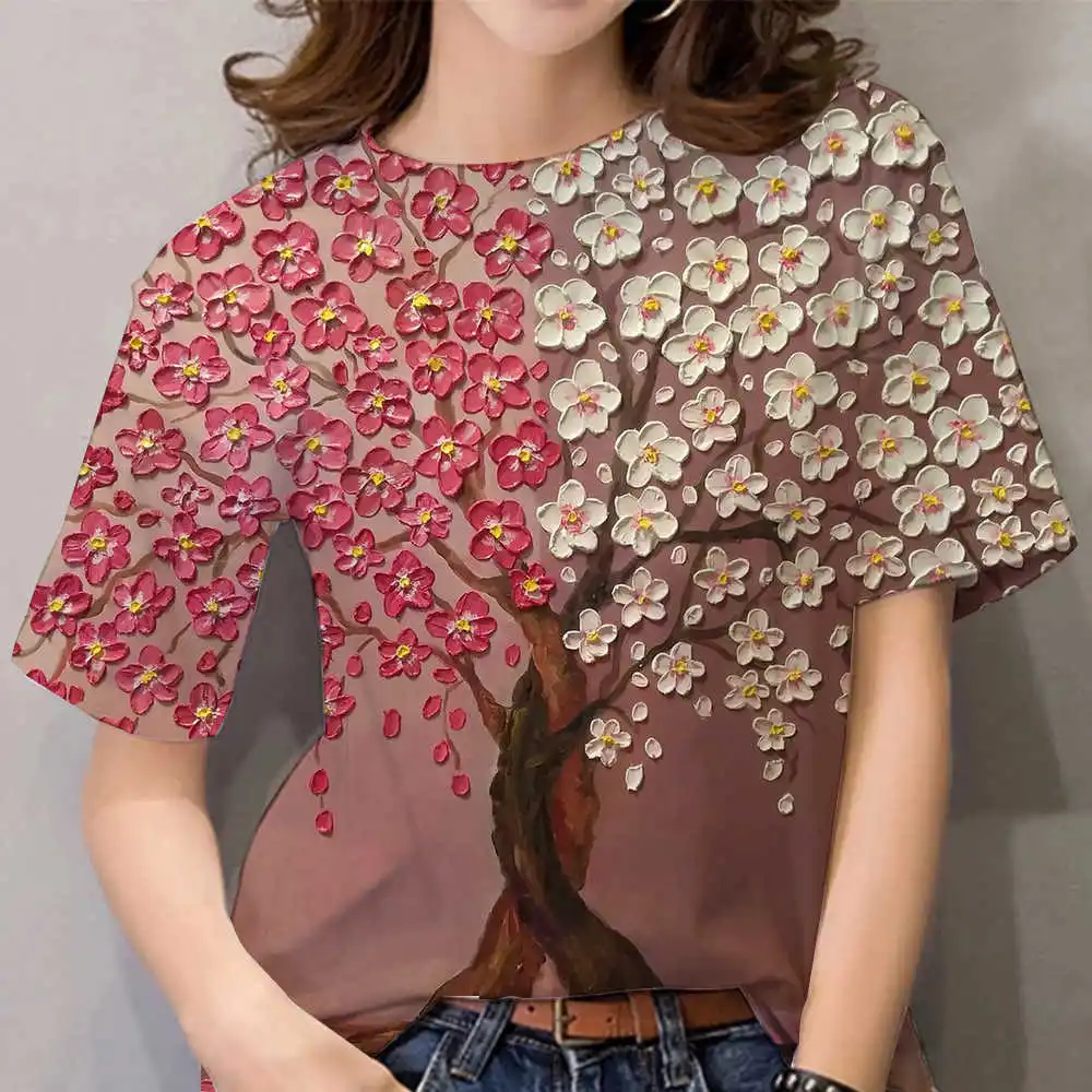 

Women's T Shirt 3d Landscape Floral Printed Aesthetics Tshirt Summer Women Fashion Casual Personality T-shirts Oversized Clothes