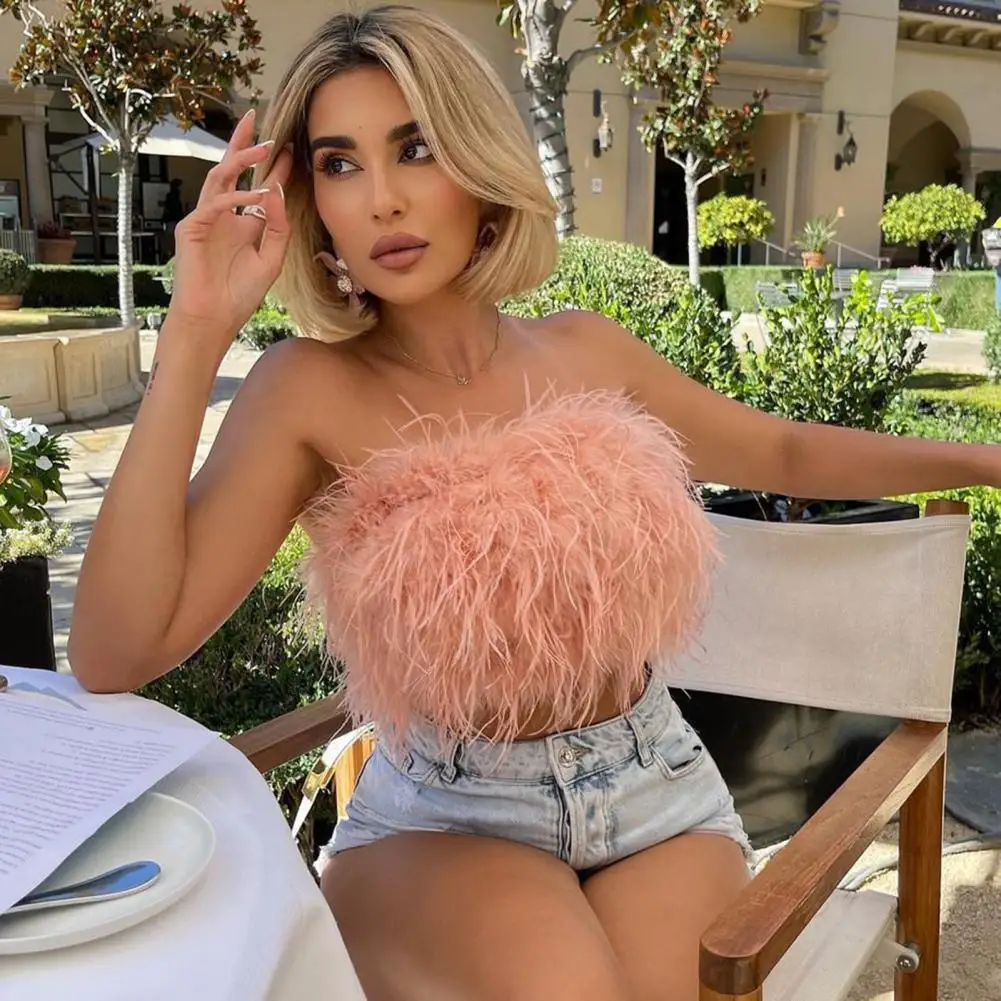 

Trendy Prom Tub Top Shoulder-less Short Backless Breathable Club Vest Navel-exposed Club Vest Female Garment