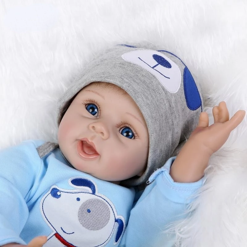 

Lifelike blue dog doll very soft 22inch reborn baby doll lifelike soft silicone vinyl real gentle touch