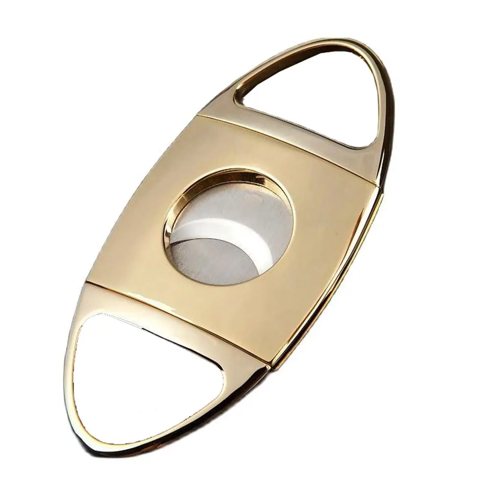 

Золотые ножницы для сигар из нержавеющей стали, двухсторонний резак для сигар