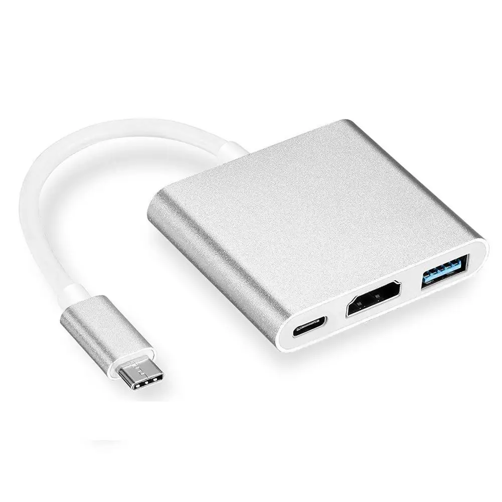 

3in1 Usb-c To Hdmi-compatible Adapter Type-c Hub Pd Quick Charging 4k Output Usb3.0 Port For Macbook Tablet Phone HDTV Projector