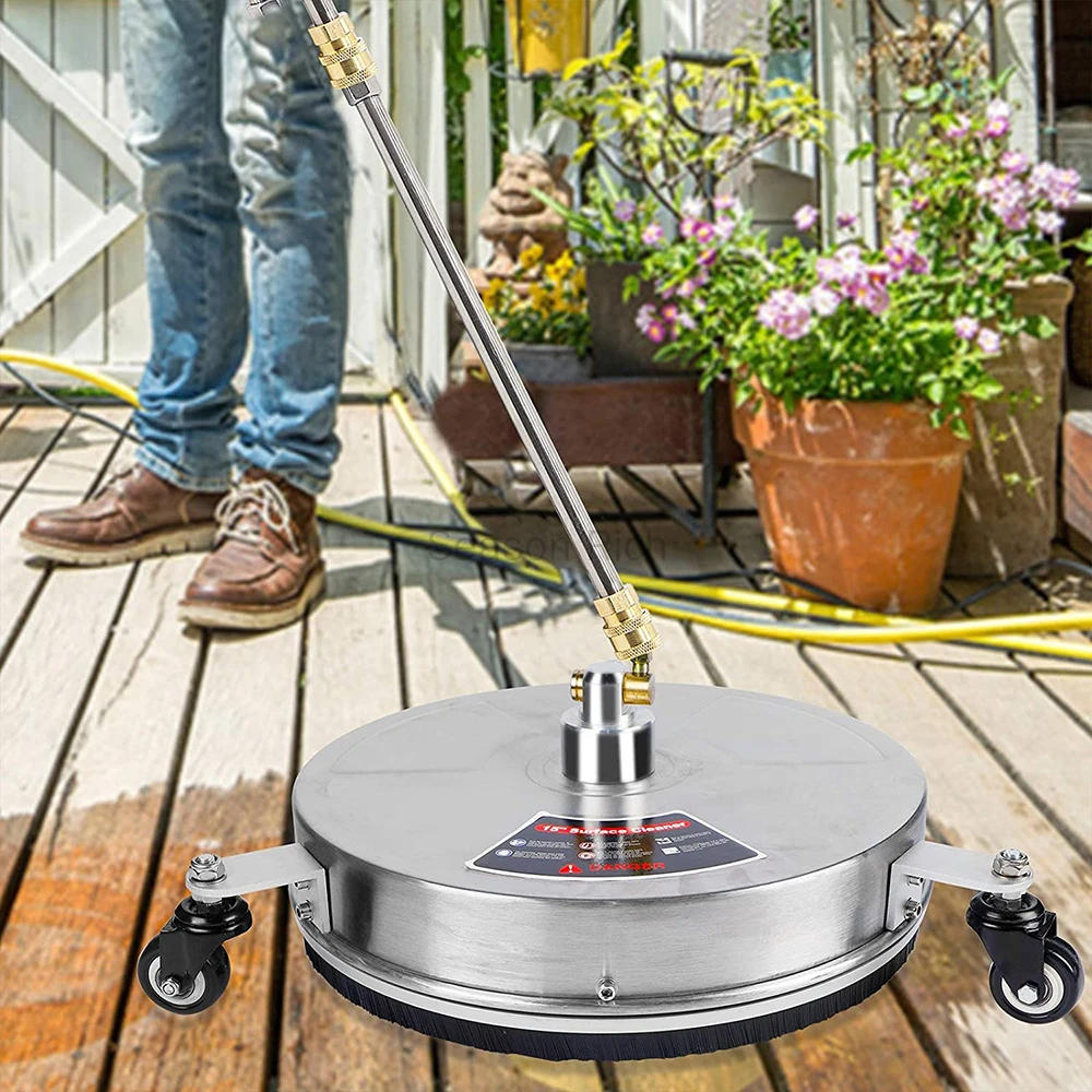 

15" Pressure Washer Surface Cleaner with 3 Wheels Stainless Steel Housing 1/4" Quick Connector Power Washer 4000 PSI