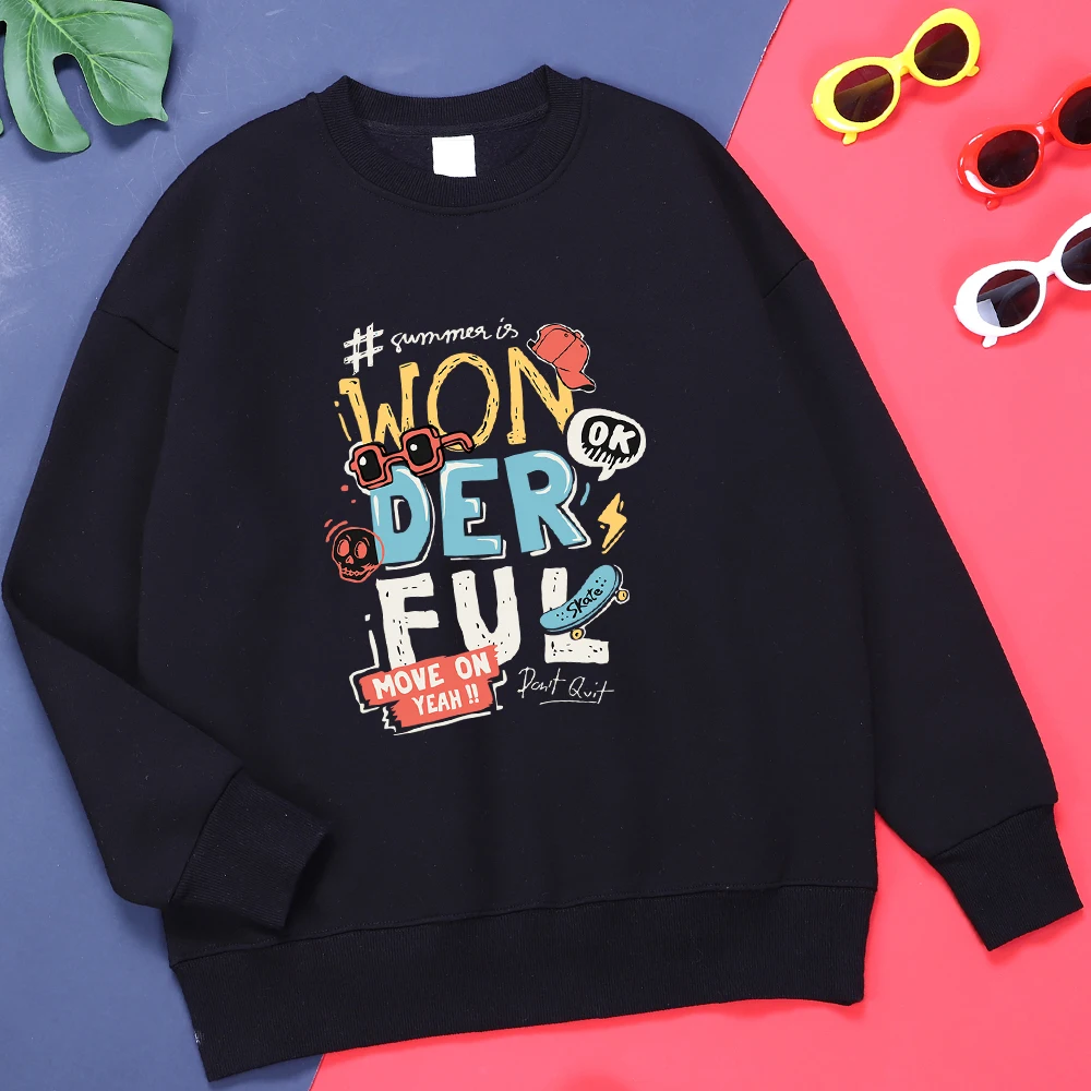 

Summer Is Wonderful Move On Yeah Hoodie Men Harajuku Fashion Hoodies Fleece Classic Clothes All-Match Round Neck Clothes Men
