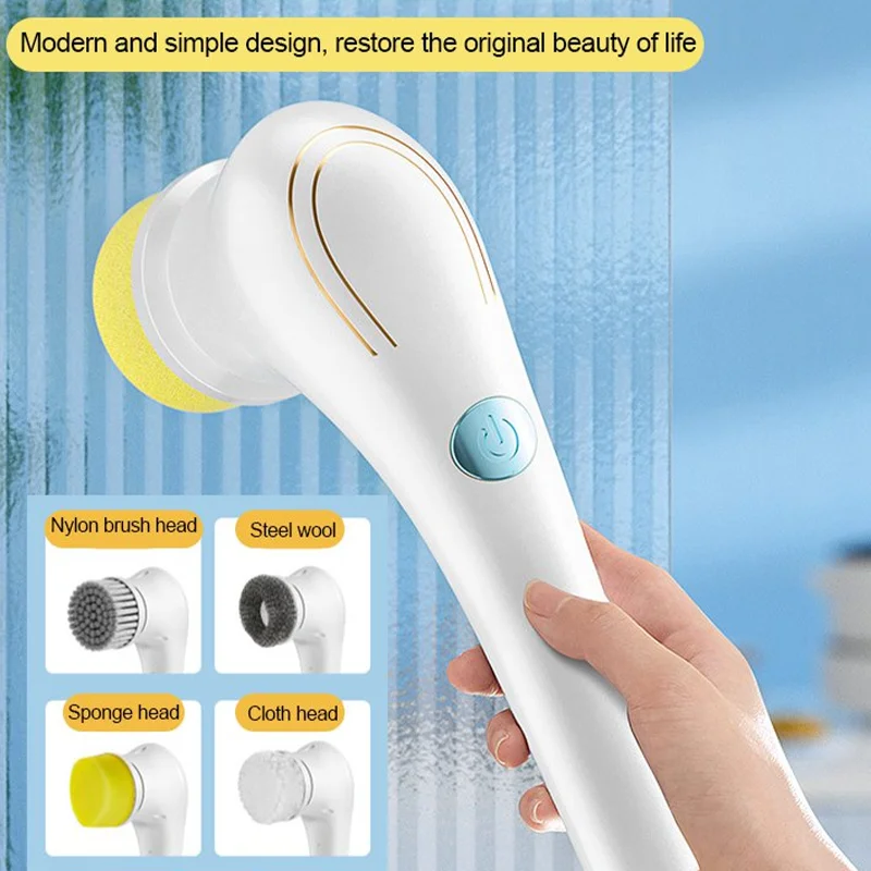 

Electric cleaning brush 5-head handheld kitchen household dishwashing brush pot and scoop artifact cleaning brush