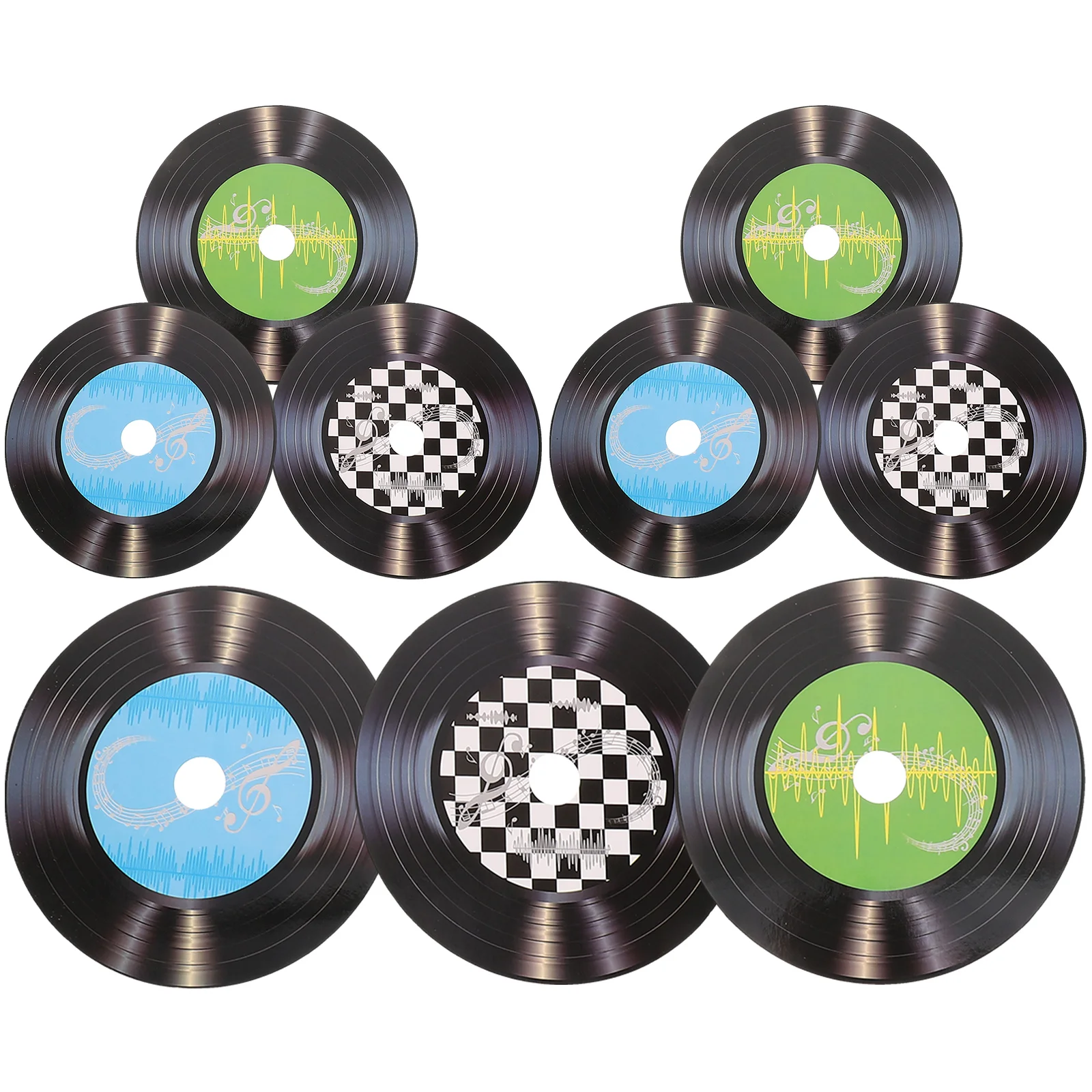 

9 Pcs Wall Sticker Party Decor Interior Adornments Home Decorations Records Pvc Film Vintage Figurine