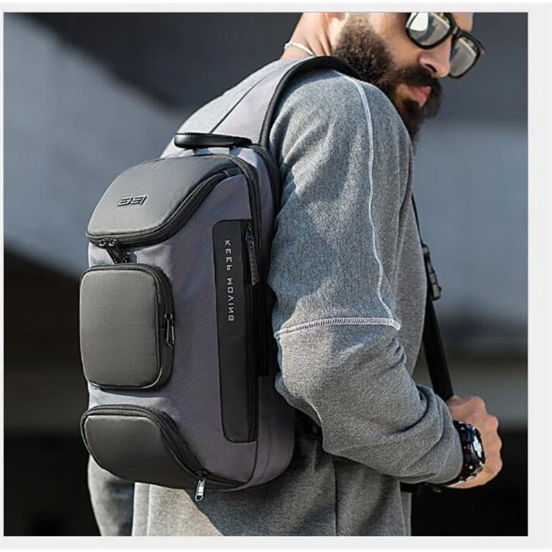 

KUZAI Brand Men backpack Bags chest bag men Shoulder bags USB Charge Cross body Bags Chest pack canvas backpack bag for men