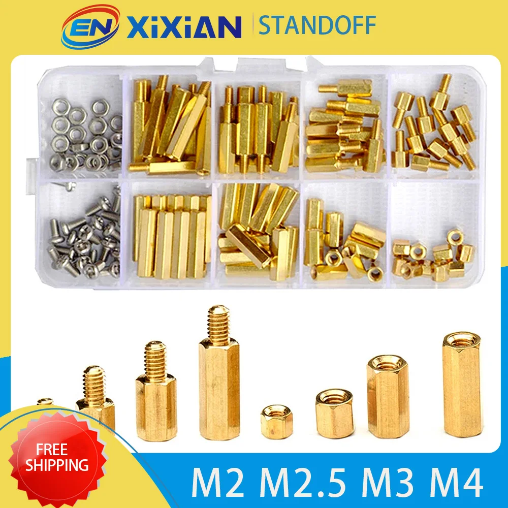 M2 M2.5 M3 M4 Hex Hexagon Standoff Brass Column Boards Rack Stud Copper Pillar PCB Spacer Bolt Screw Motherboard Assortment Kit