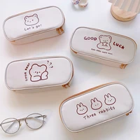 cute canvas pencil case large capacity student simple pencil box stationery box