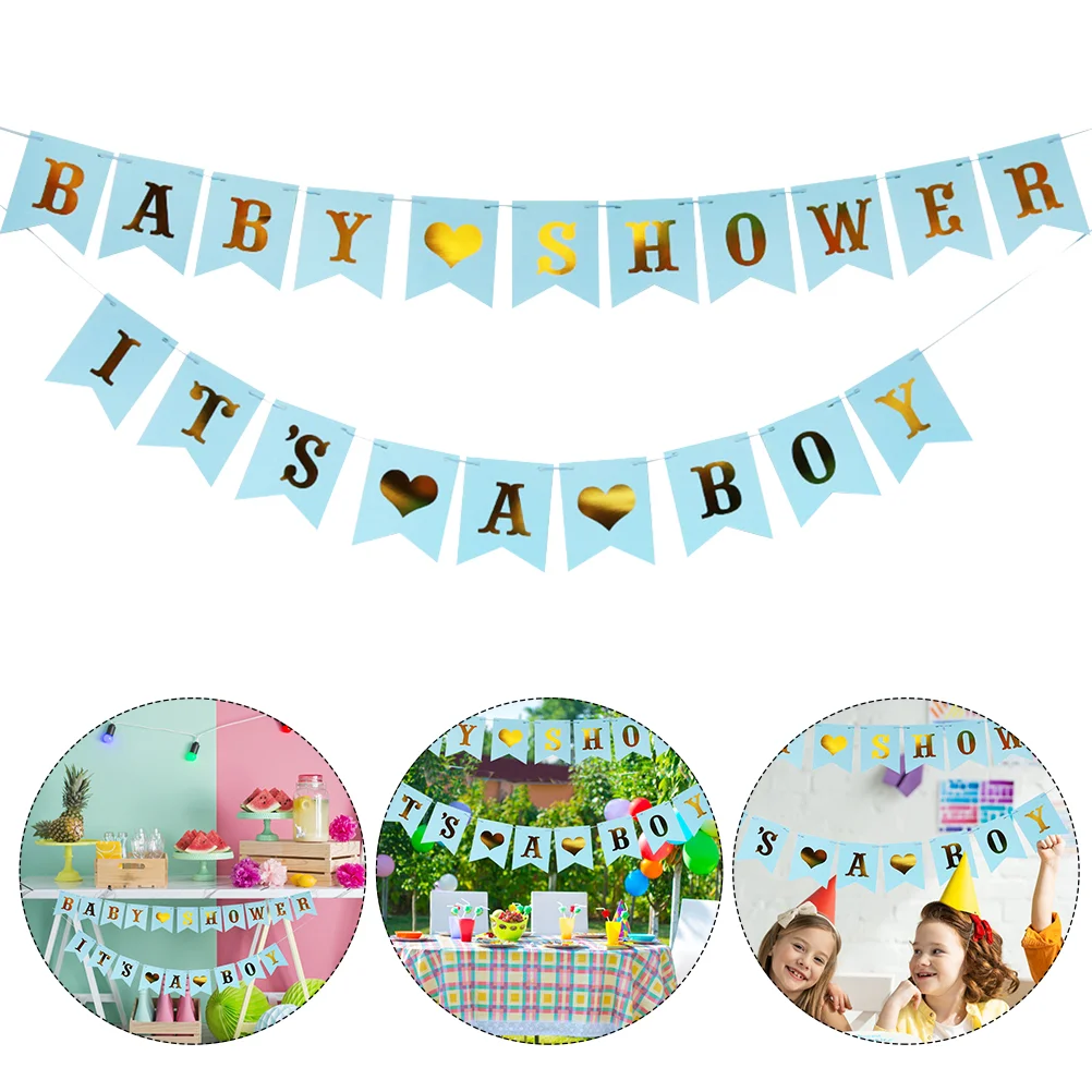 

2pcs Infant Birthday Banner String Flag Fashion Baby Shower Party Decorations