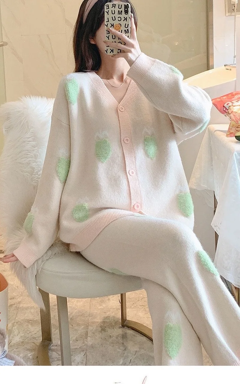 

Плюшевая Толстая Пижама, модная трендовая свободная простая Милая японская осенне-зимняя новая пижама с длинными рукавами