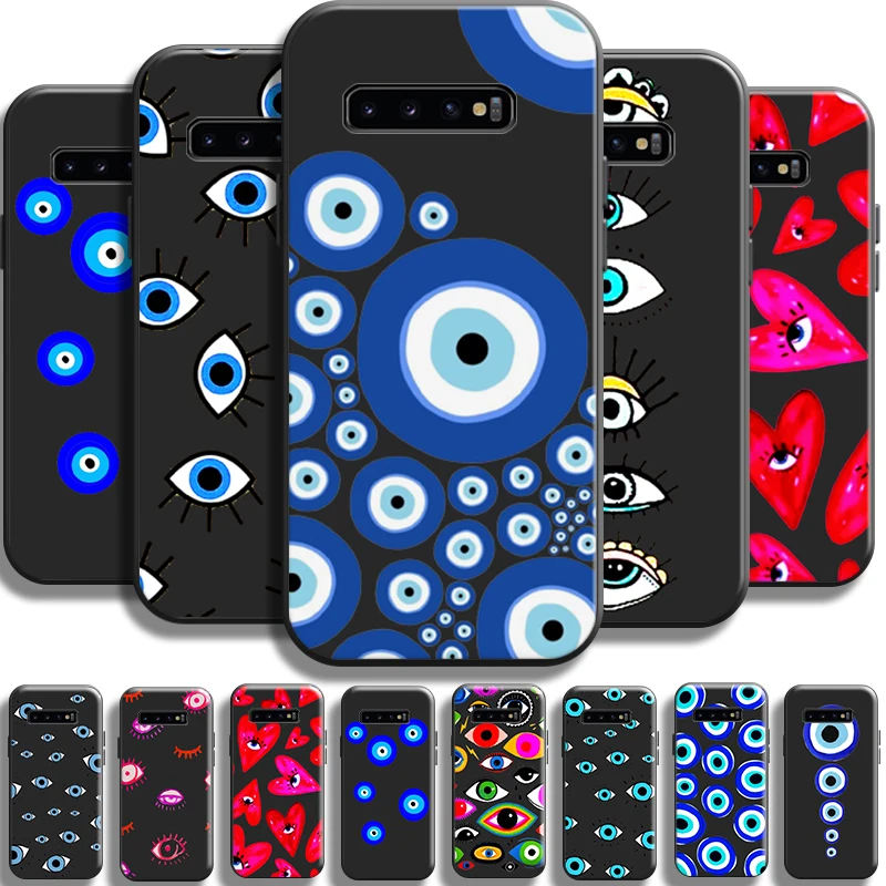 

Lucky Eye Blue Evil Eye Print For Samsung Galaxy S10 Plus Lite S10E Phone Case S10 5G Carcasa Soft Funda Back Liquid Silicon