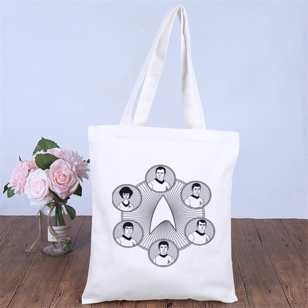 

Animated Series CircleHandbag Star Trek Science TV Shoulder Canvas Bags Men Women Pocket Double Print Shopper HandBags Tote Bag