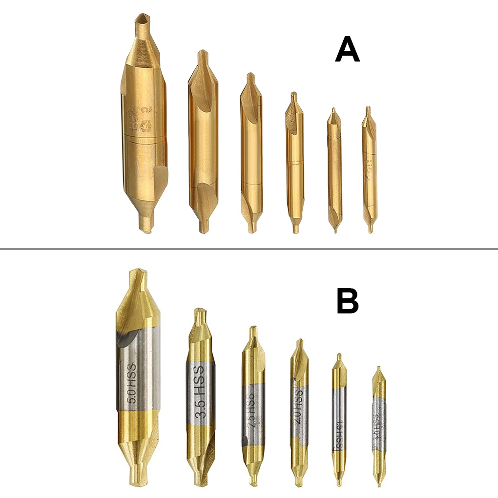 

6 Pieces Center Drills 1.0-5.0mm Metalworking Hole Bits High-speed Steel Portable Replacement Household Locating Hand Tools