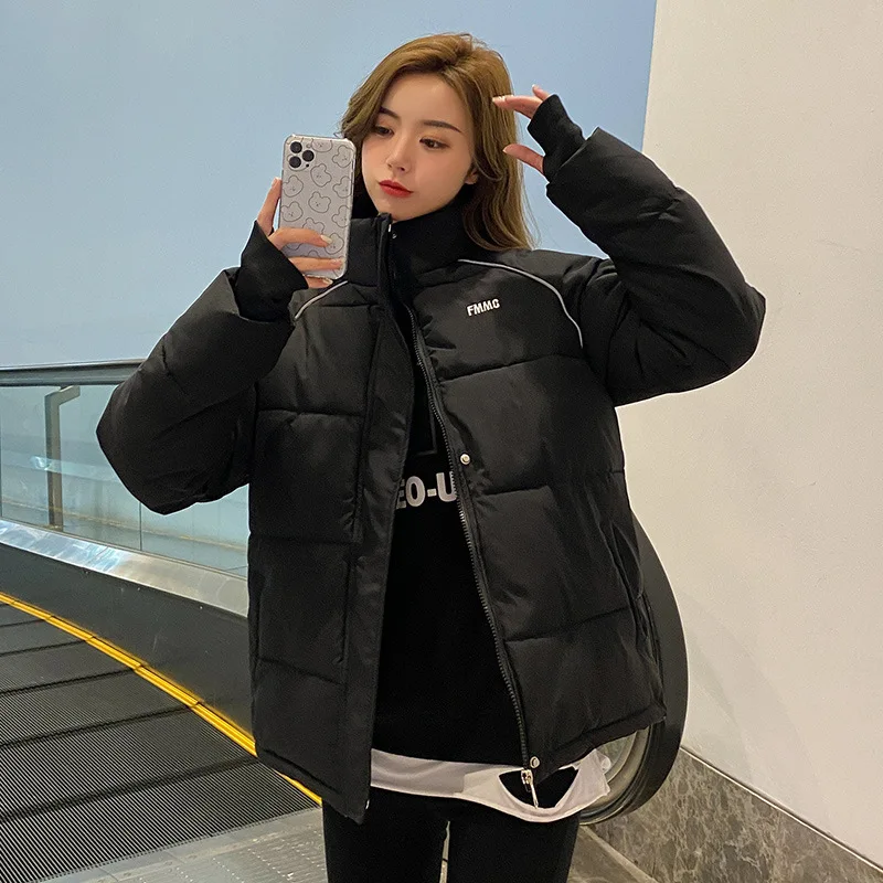 2023 Winter New Style Short Stand-up Collar Cotton-padded Jacket Ladies Fashion Loose Students Warm Down Cotton-padded Jacket