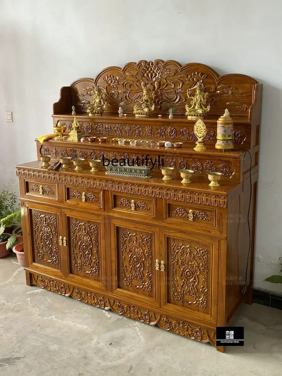 Тибетский буддийский буддистский шкаф для одежды трехслойный алтарь из массива