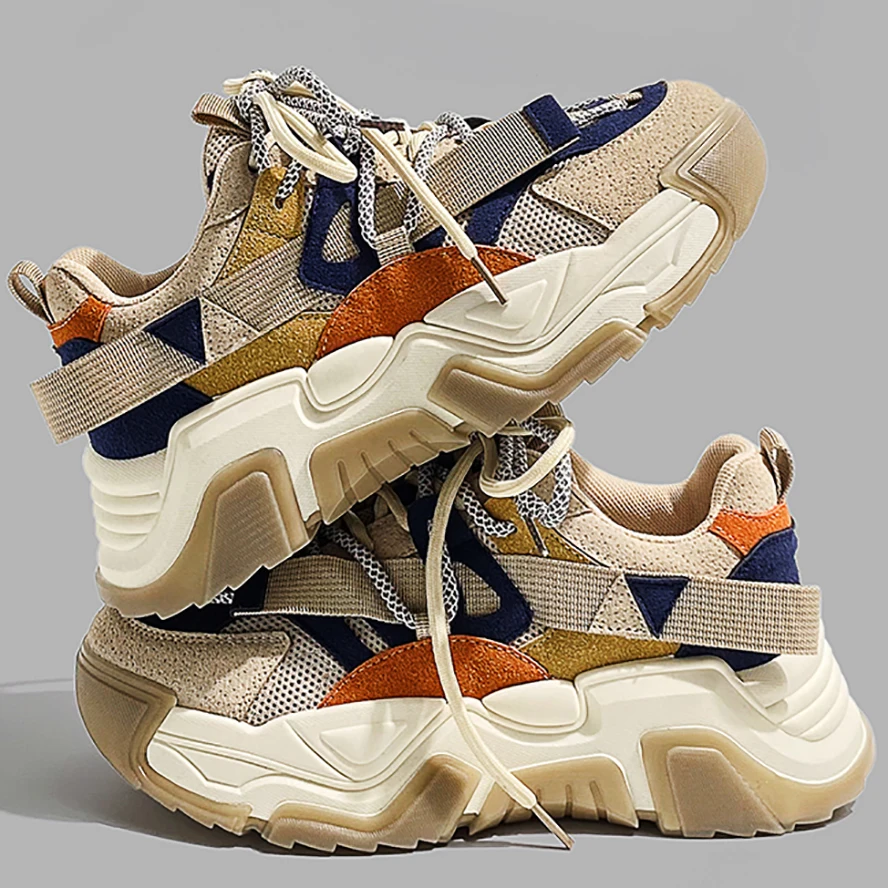 

2022 New Fashion Women's Chunky Sneakers Thick Bottom Platform Vulcanize Shoes Breathable Casual Walking Jogging Shoe For Female
