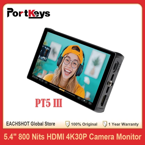 PortKeys PT5 III 5,4 дюйма 800 нит HDMI 4K30P Монитор камеры с цветным грейдером для DSLR-камеры Поддержка аккумулятора NP-F970
